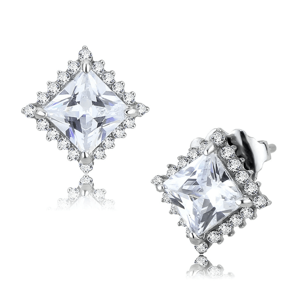 DA326 - No Plating Stainless Steel Earrings with AAA Grade CZ  in Clear A874-DA326