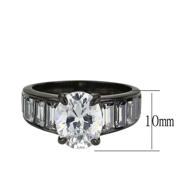 TK3778 - IP Black (Ion Plating) Stainless Steel Ring with AAA Grade CZ in Clear A874-tk3778