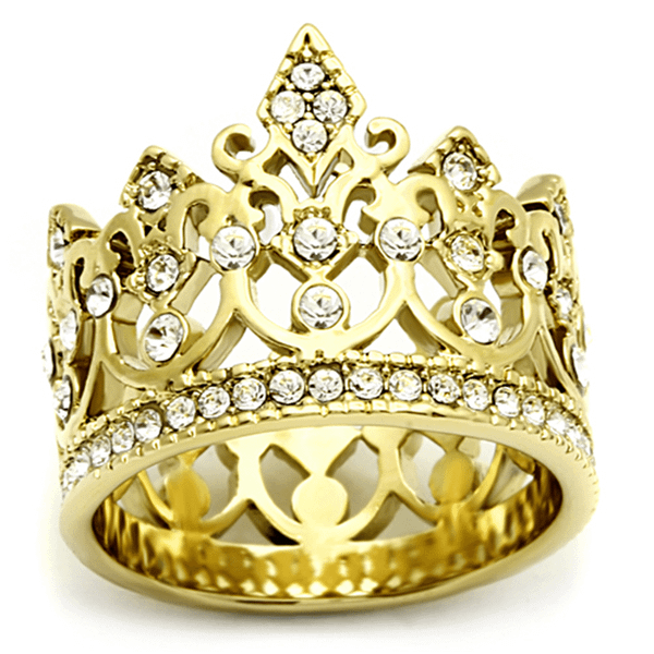 TK1507 - IP Gold(Ion Plating) Stainless Steel Ring with Top Grade Crystal  in Clear A874-TK1507