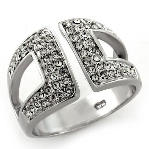 LOAS1137 - Rhodium 925 Sterling Silver Ring with Top Grade Crystal  in Clear A874-LOAS1137