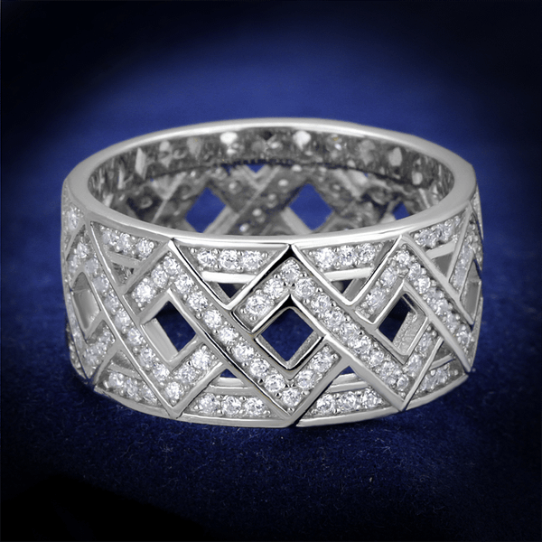TS372 - Rhodium 925 Sterling Silver Ring with AAA Grade CZ  in Clear A874-TS372