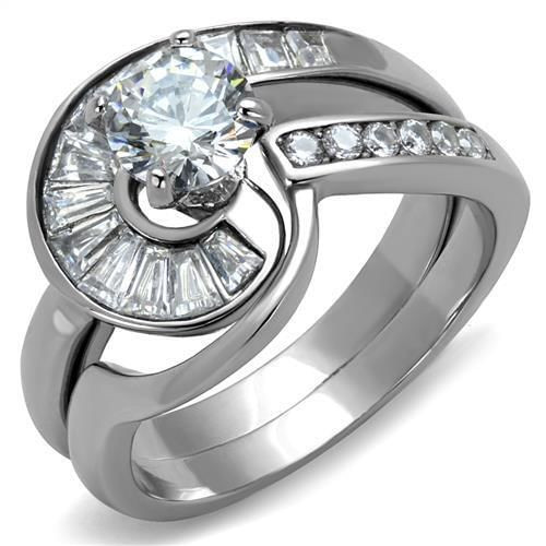 TK2617 - No Plating Stainless Steel Ring with AAA Grade CZ  in Clear A874-TK2617