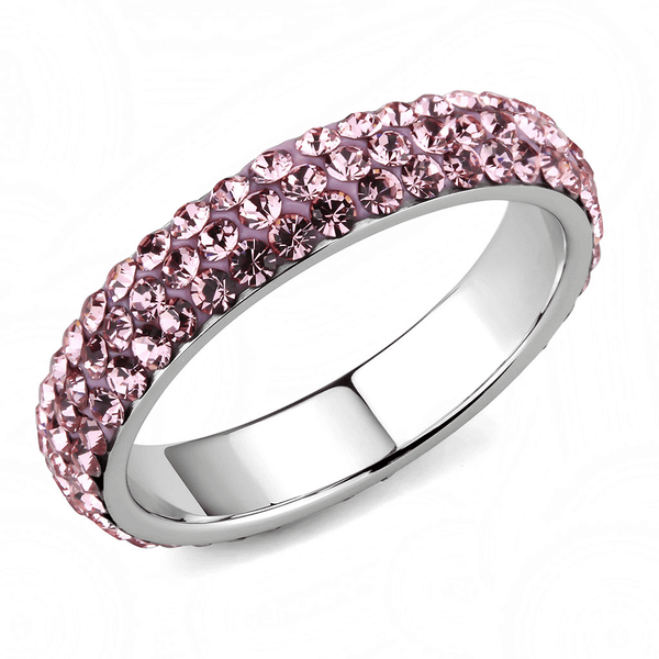 TK3543 - High polished (no plating) Stainless Steel Ring with Top Grade Crystal  in Light Rose A874-TK3543