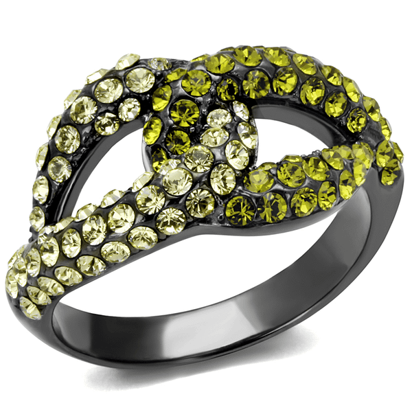 TK2251LJ - IP Light Black  (IP Gun) Stainless Steel Ring with Top Grade Crystal  in Multi Color A874-TK2251LJ