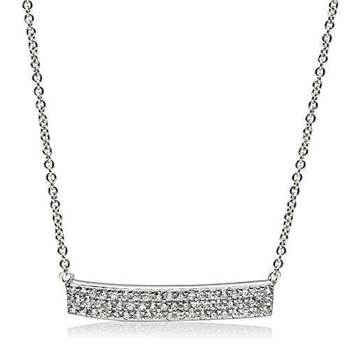 3W079 - Rhodium Brass Necklace with AAA Grade CZ  in Clear A874-3W079