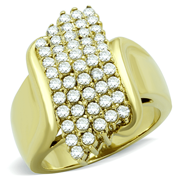 TK1554 - IP Gold(Ion Plating) Stainless Steel Ring with AAA Grade CZ  in Clear A874-TK1554