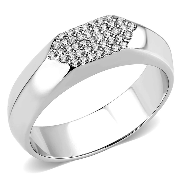 DA302 - No Plating Stainless Steel Ring with AAA Grade CZ  in Clear A874-DA302