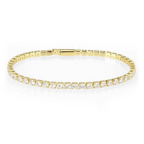 3W1692 - Gold Brass Bracelet with AAA Grade CZ in Clear A874-3w1692