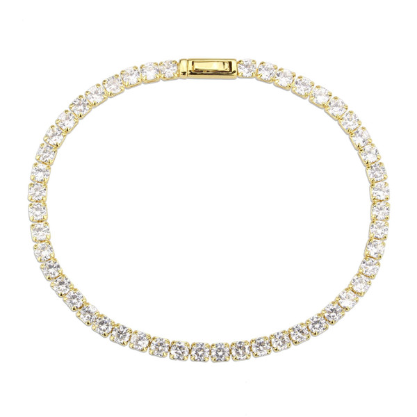 3W1692 - Gold Brass Bracelet with AAA Grade CZ in Clear A874-3w1692