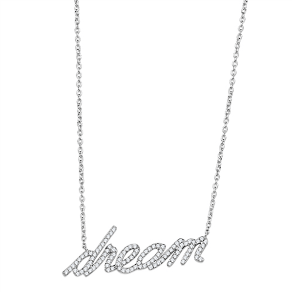 3W455 - Rhodium Brass Necklace with AAA Grade CZ  in Clear A874-3W455