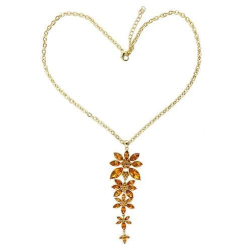 LO1181 - Gold Brass Chain Pendant with Top Grade Crystal  in Topaz A874-LO1181