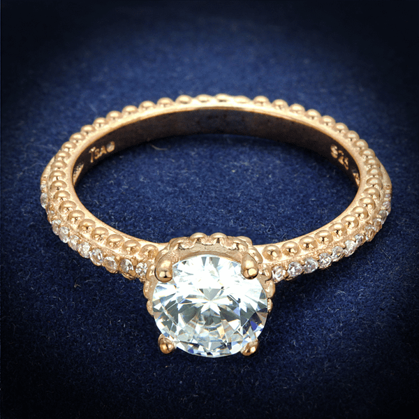 TS518 - Rose Gold 925 Sterling Silver Ring with AAA Grade CZ  in Clear A874-TS518