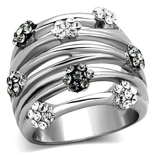 LOATK1372 - High polished (no plating) Stainless Steel Ring with Epoxy  in Jet A874-LOATK1372