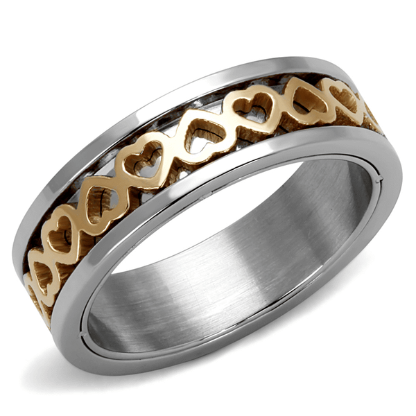 TK2398 - Two-Tone IP Rose Gold Stainless Steel Ring with No Stone A874-TK2398