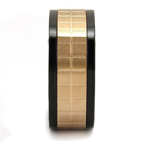 TK2406 - Three Tone (IP Rose Gold & IP Black & High Polished) Stainless Steel Ring with No Stone A874-TK2406