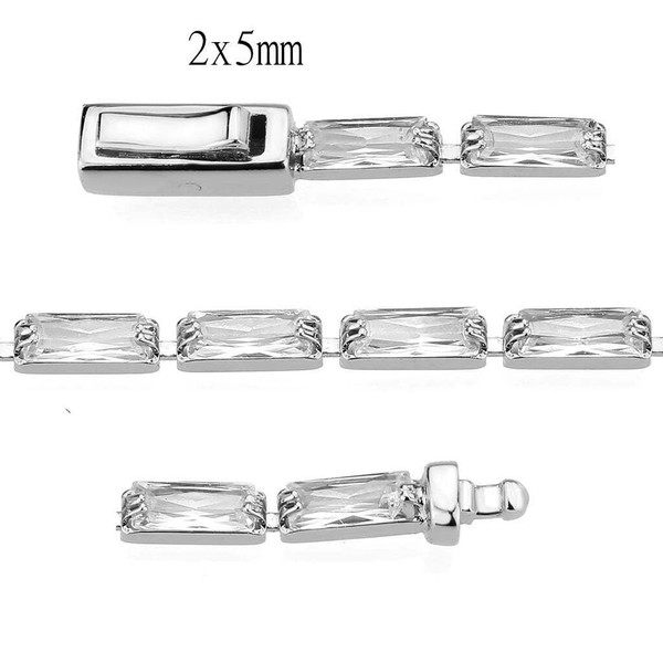 3W1706 - Rhodium Brass Bracelet with AAA Grade CZ in Clear A874-3w1706