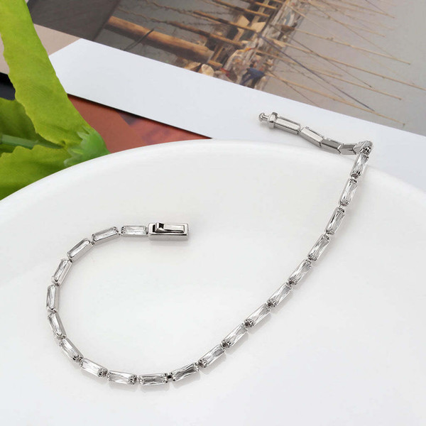 3W1706 - Rhodium Brass Bracelet with AAA Grade CZ in Clear A874-3w1706