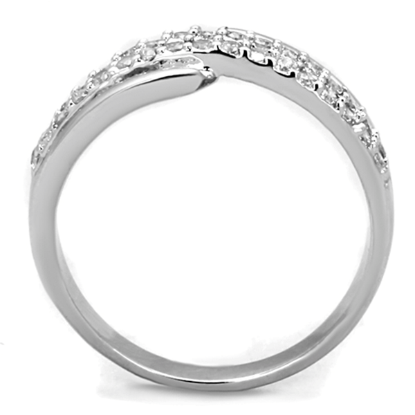 3W798 - Rhodium Brass Ring with AAA Grade CZ  in Clear A874-3W798