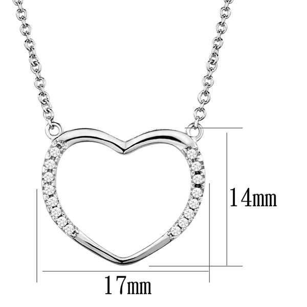3W1023 - Rhodium Brass Chain Pendant with AAA Grade CZ  in Clear A874-3W1023