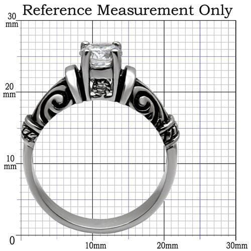 TK082 - High polished (no plating) Stainless Steel Ring with AAA Grade CZ  in Clear A874-TK082