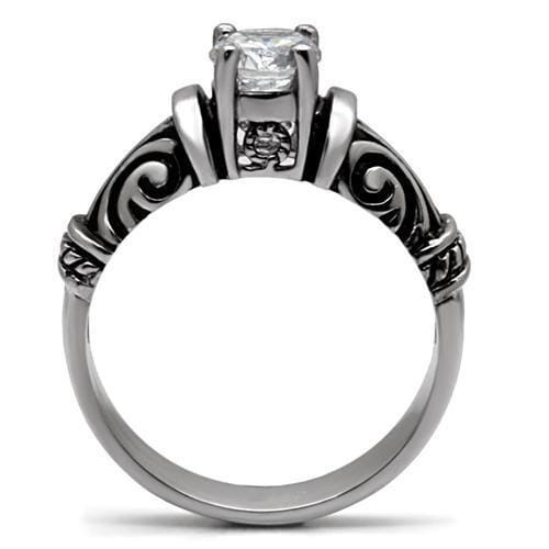TK082 - High polished (no plating) Stainless Steel Ring with AAA Grade CZ  in Clear A874-TK082