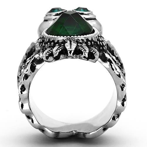 TK1312 - High polished (no plating) Stainless Steel Ring with Synthetic Synthetic Glass in Emerald A874-TK1312
