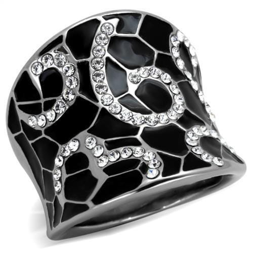 TK1853 - High polished (no plating) Stainless Steel Ring with Top Grade Crystal  in Clear A874-TK1853