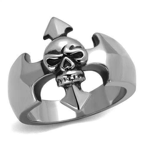TK2318 - High polished (no plating) Stainless Steel Ring with Epoxy  in Jet A874-TK2318