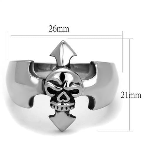 TK2318 - High polished (no plating) Stainless Steel Ring with Epoxy  in Jet A874-TK2318