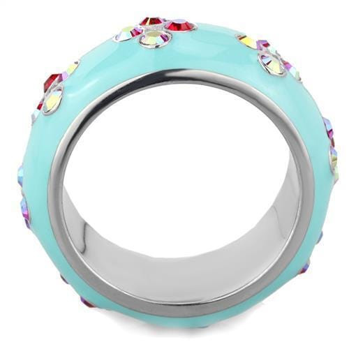 TK1768 - High polished (no plating) Stainless Steel Ring with Top Grade Crystal  in Light Rose A874-TK1768