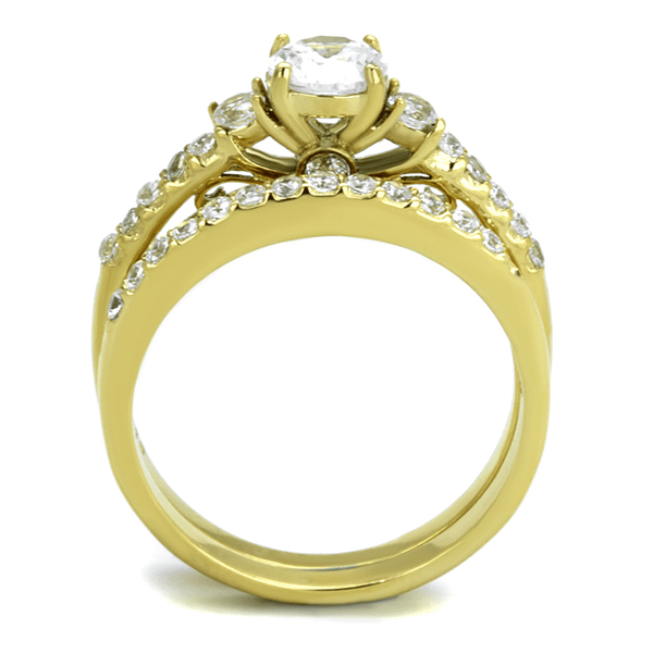 TK2133 - IP Gold(Ion Plating) Stainless Steel Ring with AAA Grade CZ  in Clear A874-TK2133