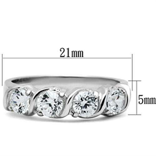 SS063 - Silver 925 Sterling Silver Ring with AAA Grade CZ  in Clear A874-SS063