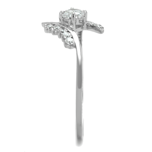 TS199 - Rhodium 925 Sterling Silver Ring with AAA Grade CZ  in Clear A874-TS199