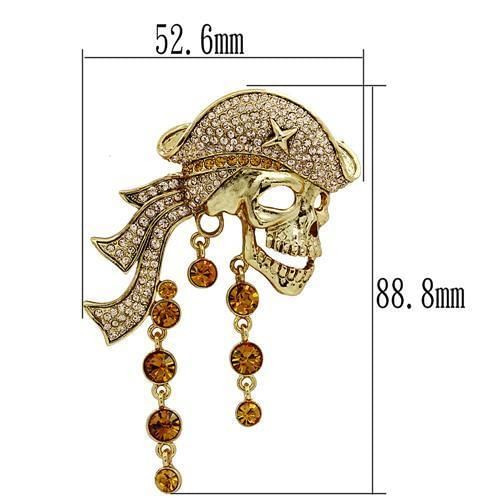 LO2415 - Gold White Metal Brooches with Top Grade Crystal  in Multi Color A874-LO2415