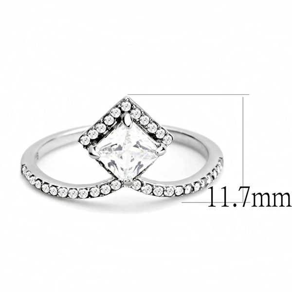 DA136 - High polished (no plating) Stainless Steel Ring with AAA Grade CZ  in Clear A874-DA136