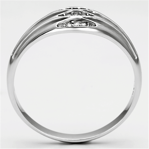 TS072 - Rhodium 925 Sterling Silver Ring with AAA Grade CZ  in Clear A874-TS072