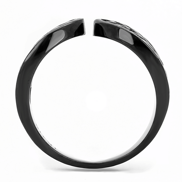 TK3056 - IP Black(Ion Plating) Stainless Steel Ring with Top Grade Crystal  in Clear A874-TK3056