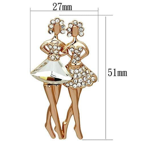 LO2776 - Flash Rose Gold White Metal Brooches with Synthetic Synthetic Glass in Clear A874-LO2776