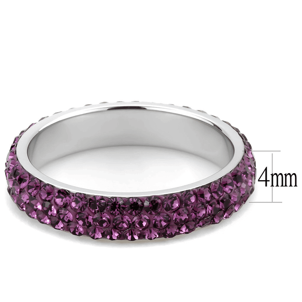 TK3541 - High polished (no plating) Stainless Steel Ring with Top Grade Crystal  in Amethyst A874-TK3541