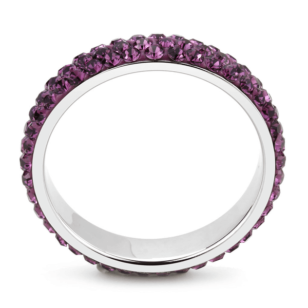 TK3541 - High polished (no plating) Stainless Steel Ring with Top Grade Crystal  in Amethyst A874-TK3541