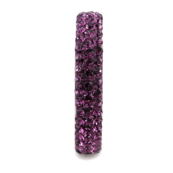 TK3541 - High polished (no plating) Stainless Steel Ring with Top Grade Crystal  in Amethyst A874-TK3541