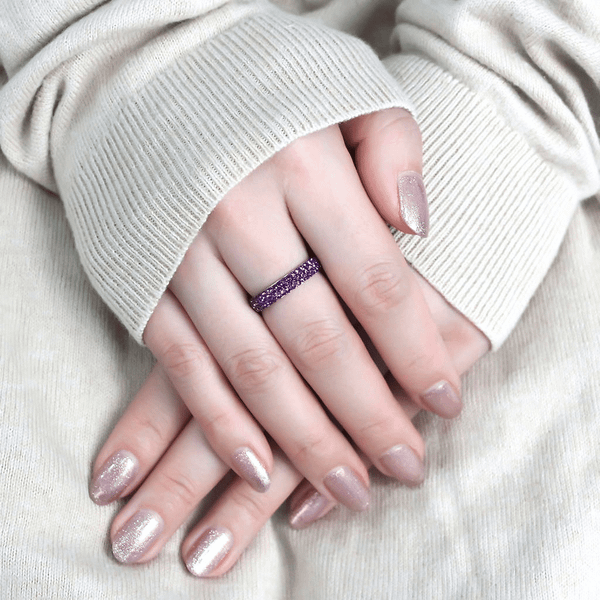 TK3541 - High polished (no plating) Stainless Steel Ring with Top Grade Crystal  in Amethyst A874-TK3541