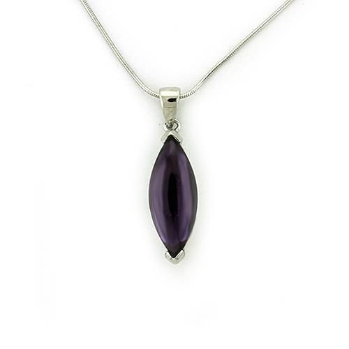 LOAS1316 - Rhodium 925 Sterling Silver Chain Pendant with AAA Grade CZ  in Amethyst A874-LOAS1316
