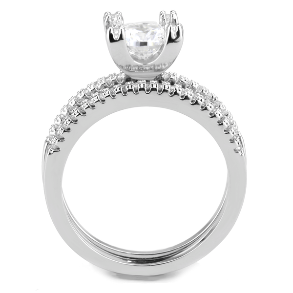 3W1589 - Rhodium Brass Ring with AAA Grade CZ  in Clear A874-3W1589