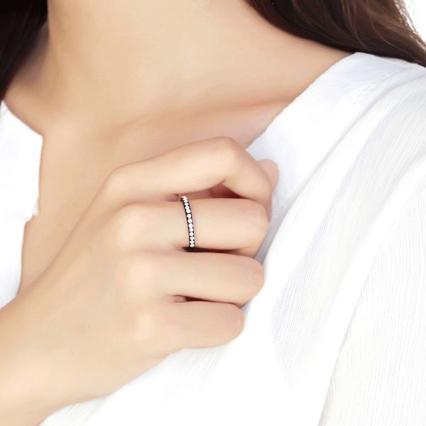TK3556 - IP Black(Ion Plating) Stainless Steel Ring with Top Grade Crystal  in Aurora Borealis (Rai A874-TK3556