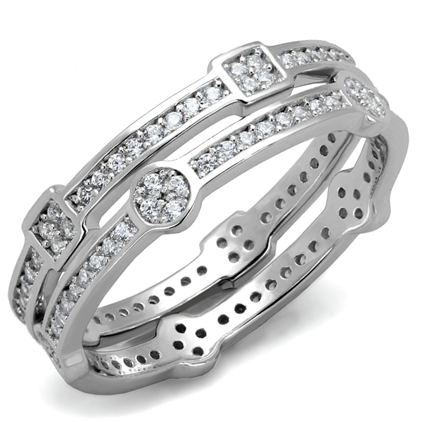TS503 - Rhodium 925 Sterling Silver Ring with AAA Grade CZ  in Clear A874-TS503
