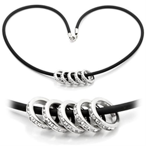 LO826 - Rhodium Brass Chain Pendant with Top Grade Crystal  in Clear A874-LO826