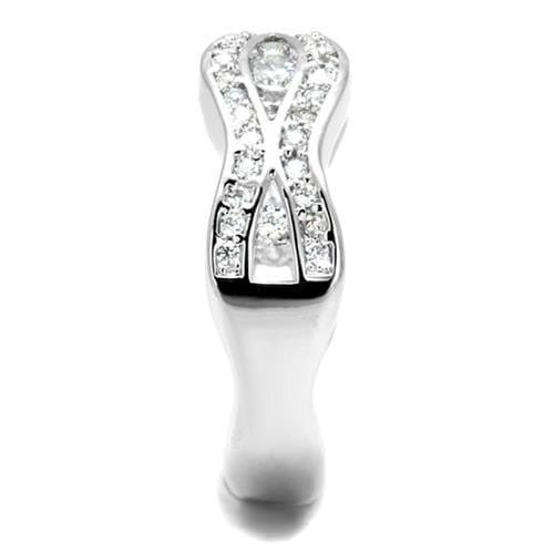 3W1345 - Rhodium Brass Ring with AAA Grade CZ  in Clear A874-3W1345
