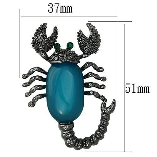 LO2763 - Ruthenium White Metal Brooches with Synthetic Synthetic Stone in Capri Blue A874-LO2763