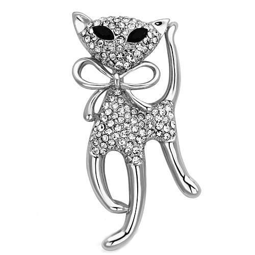 LO2900 - Imitation Rhodium White Metal Brooches with Top Grade Crystal  in Jet A874-LO2900